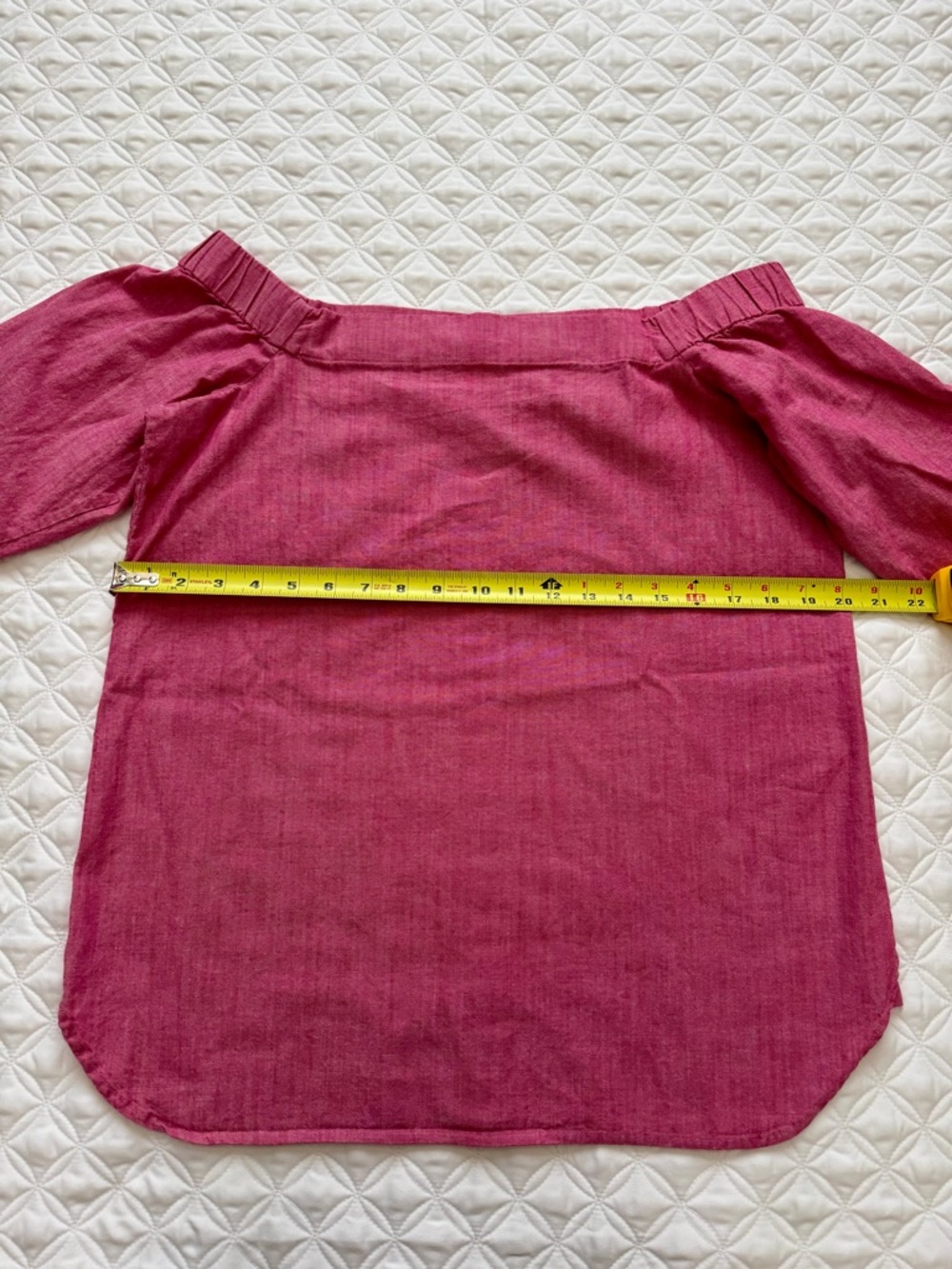 Banana Republic Factory Pink Chambray Button Down Back Off The Shoulder Top Sz S - Picture 5 of 15